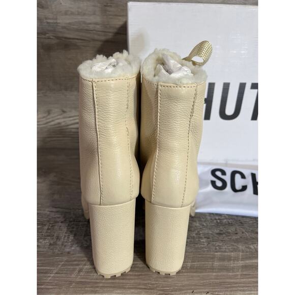 Schutz Womens Lace Up Block Heel boot Egg Shell Size 9B - Picture 6 of 13